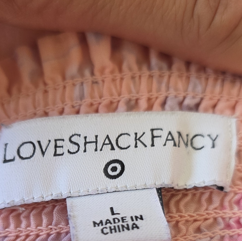 LoveShackFancy Pink Floral Tiered Maxi DressSmocked Tiered L - Picture 10 of 14